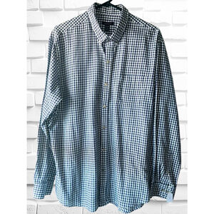 Van Heusen Men’s XL 17-17 1/2 Long Sleeved Checkered Plaid Button Down Shirt EUC